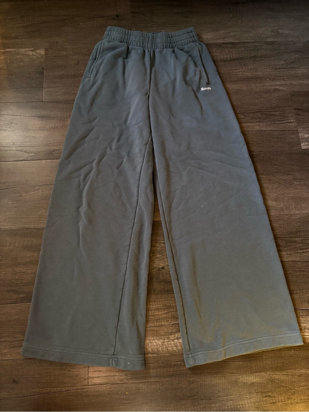 Roots Organic Cooper Wide Leg Sweatpants Slate Blue Grey